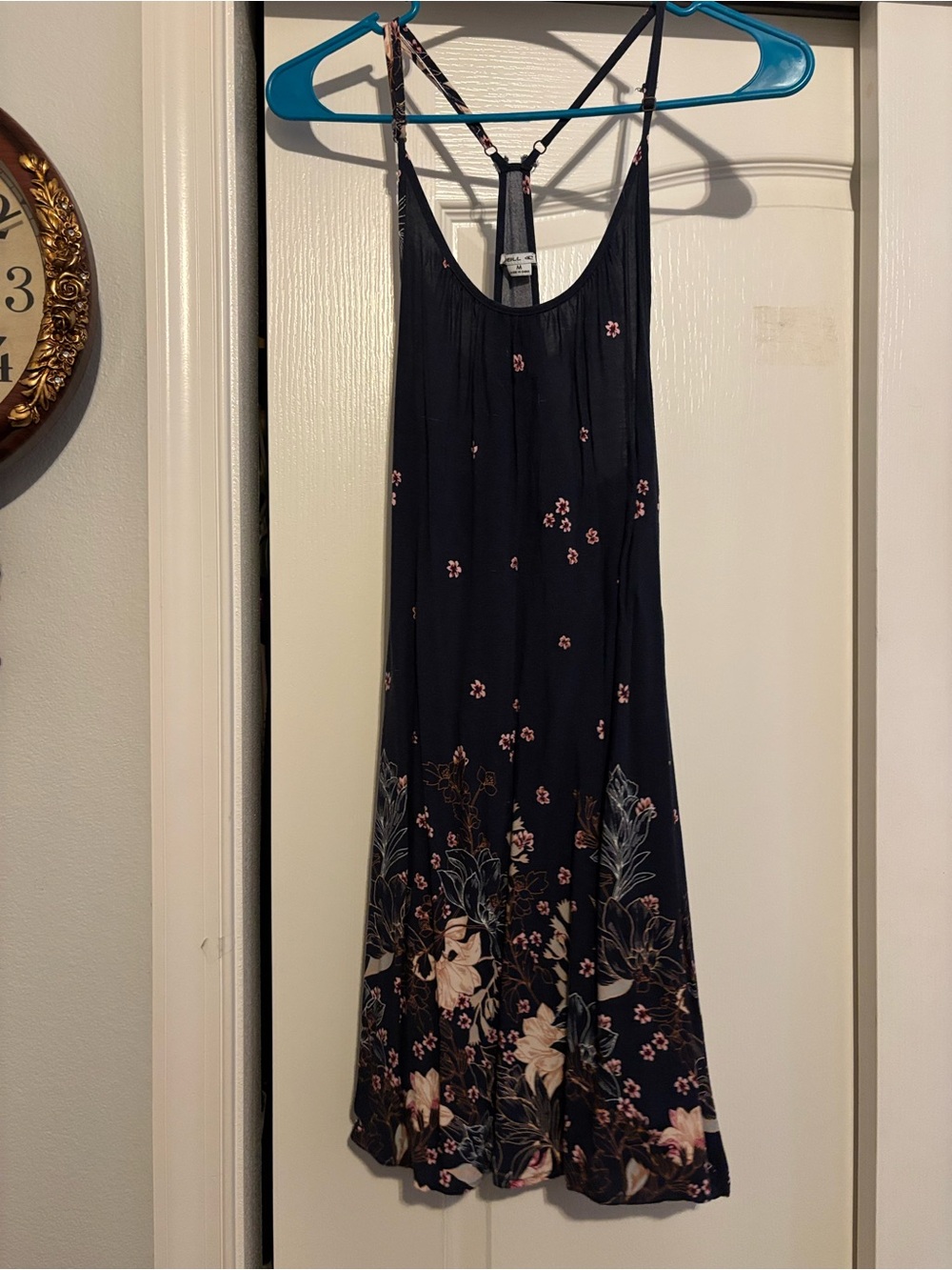 O'Neill Navy Floral Mini Dress with Pink & Cream Accents